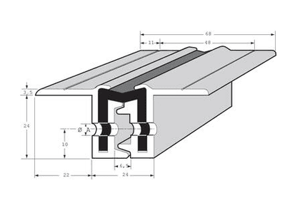 Dobradiça contínua para portas de carroçarias